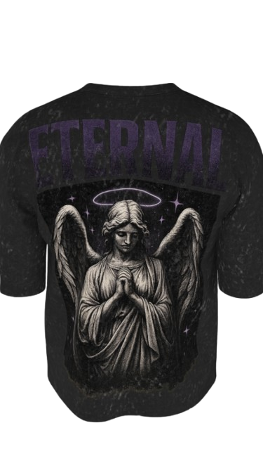 STONE SERAPH ACID BLACK BOXY OVERSIZED TSHIRT