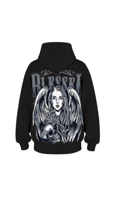 BLESSED BLACK BOXY OVERSIZED HOODIE