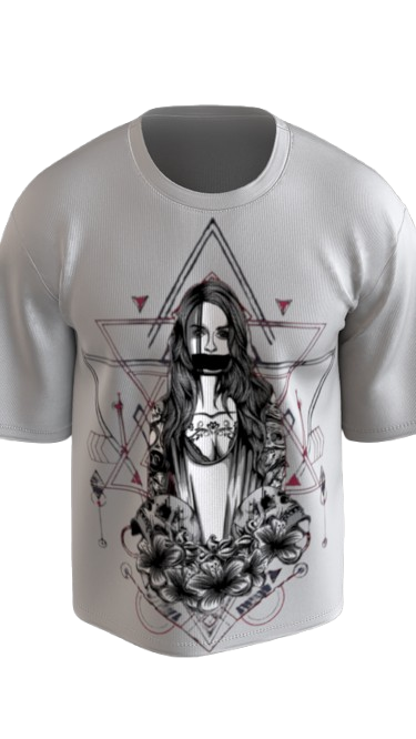 CRIMSON GEOMETRY OFF-WHITE BOXY OVERSIZED TSHIRT