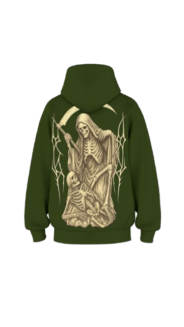 RAW REAPER OLIVE GREEN BOXY OVERSIZED HOODIE