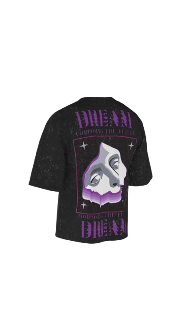 THE DREAM ACID BLACK BOXY OVERSIZED TSHIRT