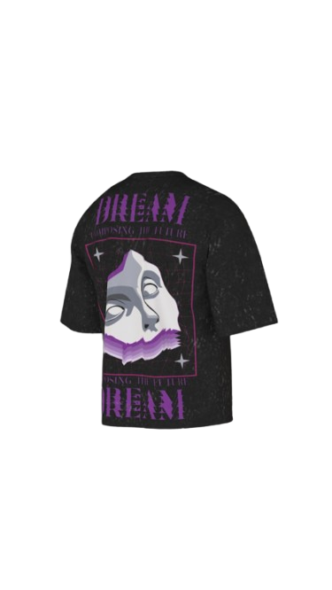 THE DREAM ACID BLACK BOXY OVERSIZED TSHIRT