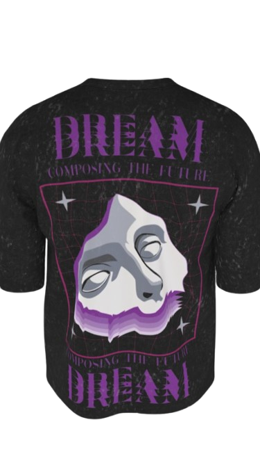 THE DREAM ACID BLACK BOXY OVERSIZED TSHIRT