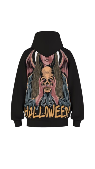 HALLOWEEN BLACK BOXY OVERSIZED HOODIE