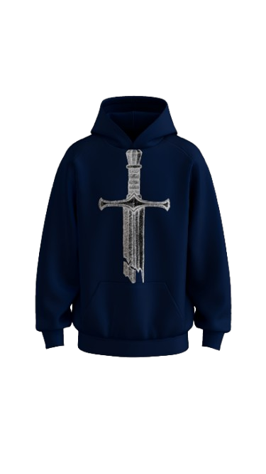CELESTIAL REAPER NAVY BLUE BOXY OVERSIZED HOODIE