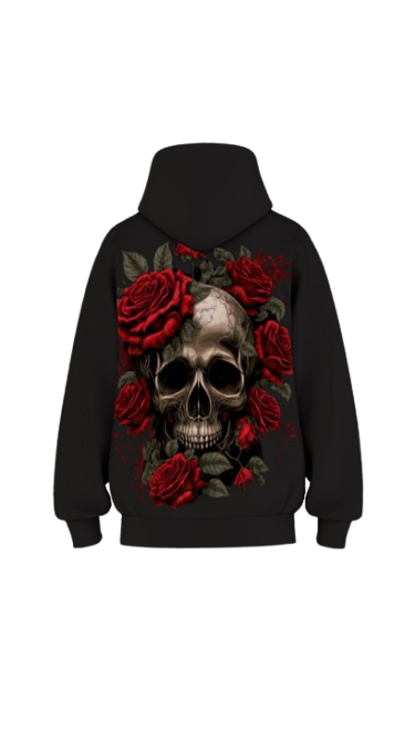 DEATH ROSE BLACK BOXY OVERSIZED HOODIE