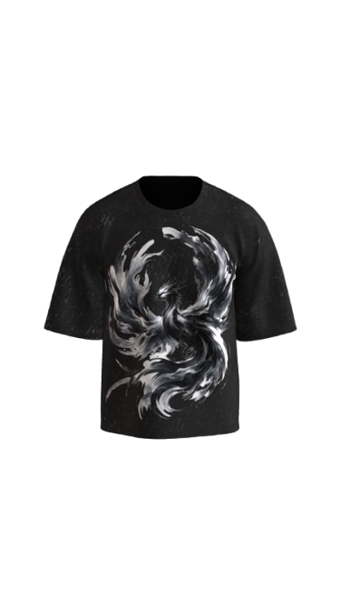 ASHBORN ACID BLACK BOXY OVERSIZED TSHIRT