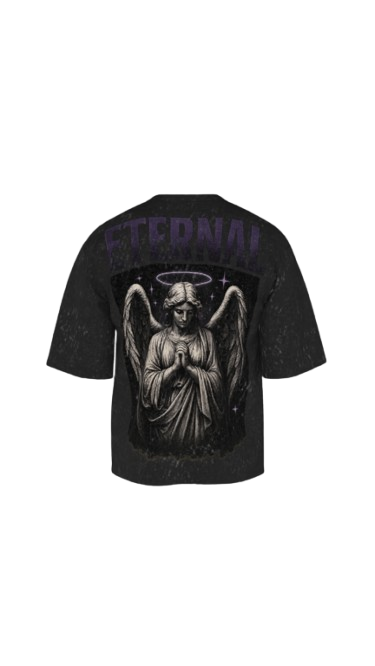 STONE SERAPH ACID BLACK BOXY OVERSIZED TSHIRT