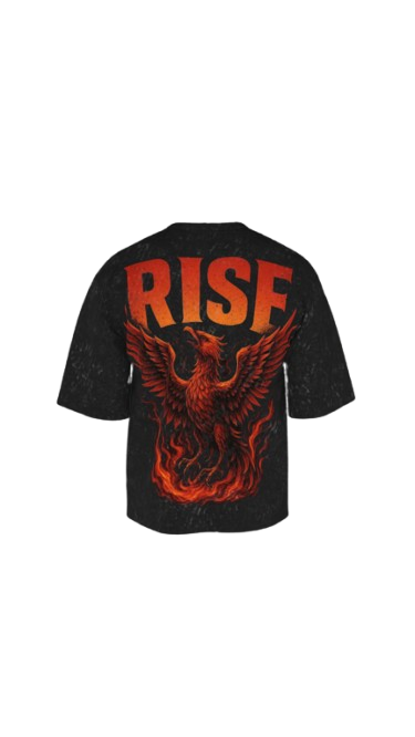 RISE ACID BLACK BOXY OVERSIZED TSHIRT