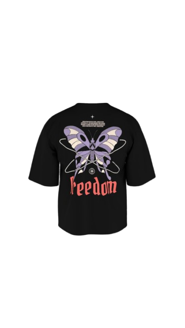 FREEDOM BLACK BOXY OVERSIZED TSHIRT