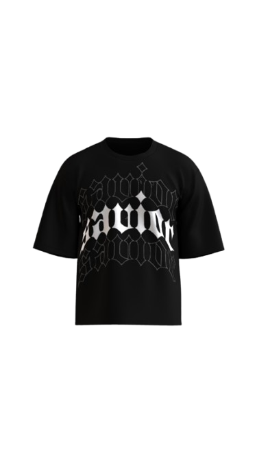 SAVIOR BLACK BOXY OVERSIZED TSHIRT