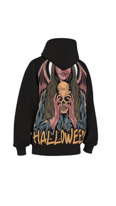 HALLOWEEN BLACK BOXY OVERSIZED HOODIE
