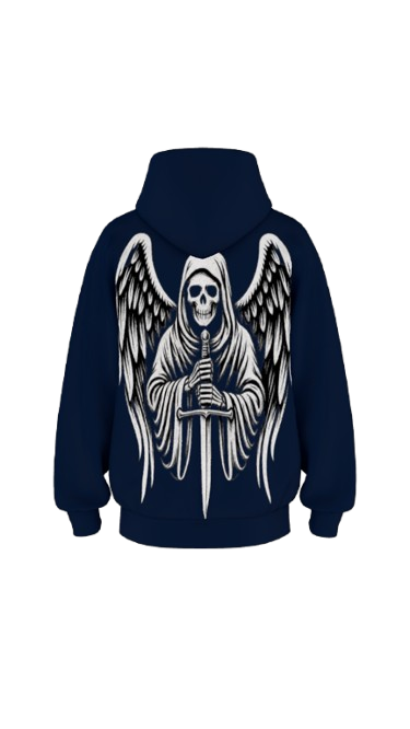 CELESTIAL REAPER NAVY BLUE BOXY OVERSIZED HOODIE