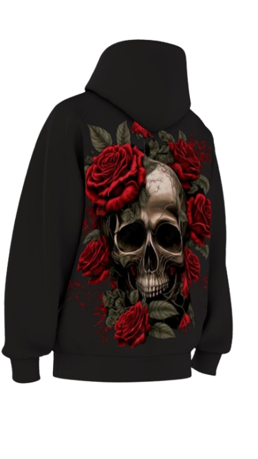 DEATH ROSE BLACK BOXY OVERSIZED HOODIE