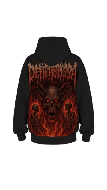 DEMON FLAME BLACK BOXY OVERSIZED HOODIE