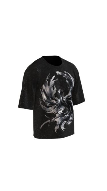 ASHBORN ACID BLACK BOXY OVERSIZED TSHIRT