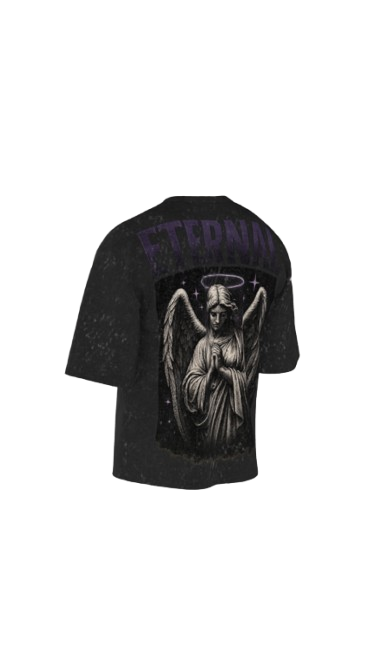 STONE SERAPH ACID BLACK BOXY OVERSIZED TSHIRT