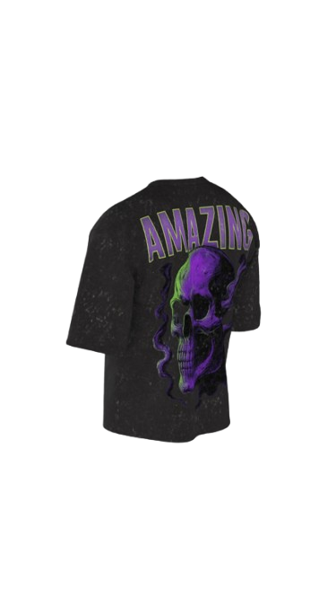 SHADOW REIGN ACID BLACK BOXY OVERSIZED TSHIRT